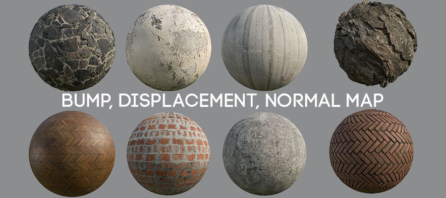 Bump, Displacement, Normal Map